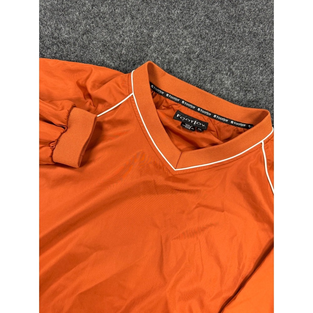 FootJoy Golf Windbreaker Pullover V Neck Lightweight Golf Jacket Orange Mens XL